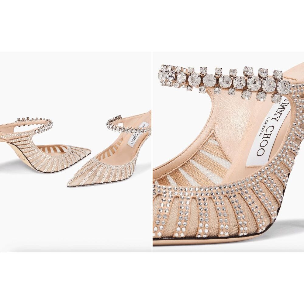 Jimmy Choo Bing 100MM Crystal-Embellished Mesh Mules EU39.5/US9.5 $1950 - Picture 4 of 12